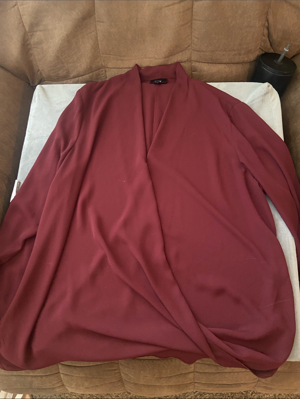 Mossimo Supply Co. Draped Long Sleeve Blouse - Burgundy